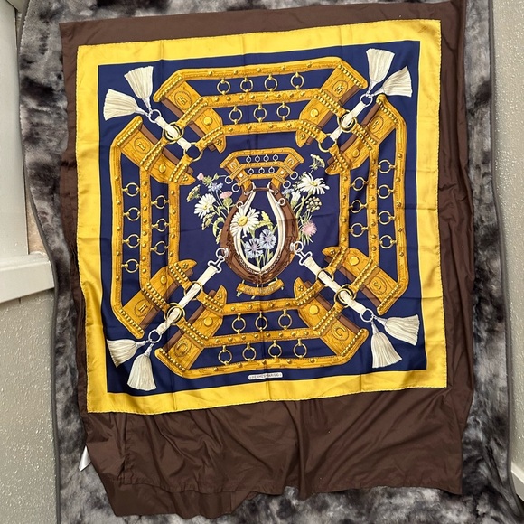 Hermes blue silk scarf - Picture 3 of 11